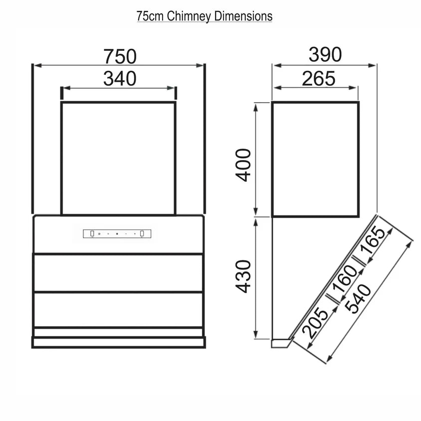 Auto Clean Glass Filterless Chimney with Motion Sensor 1400 m3/h 60/75/90cm (6073SXAC)