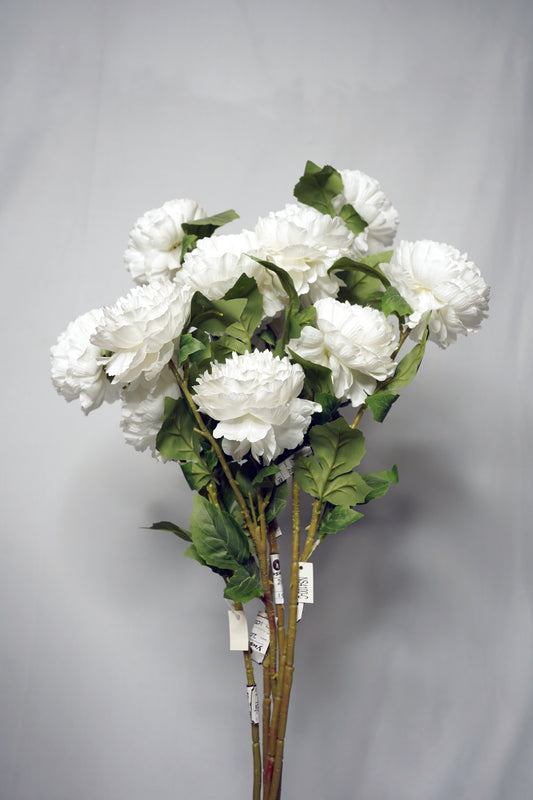 Artificial White Peony Flower Bunch