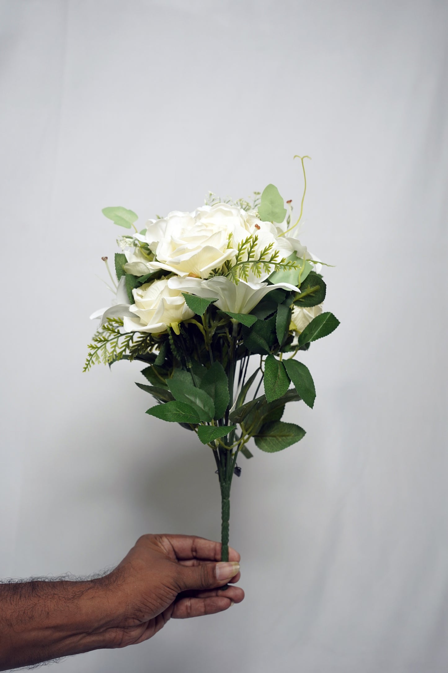 Artificial White Rose Flower Bunch