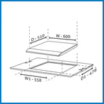 4 Burner Built In HobTop 1064 RO HT Double Brass (BH1064ROHTDB) + Auto Clean Chimney with Motion Sensor 60cm 1200 m3h (CH6058BLAC60)