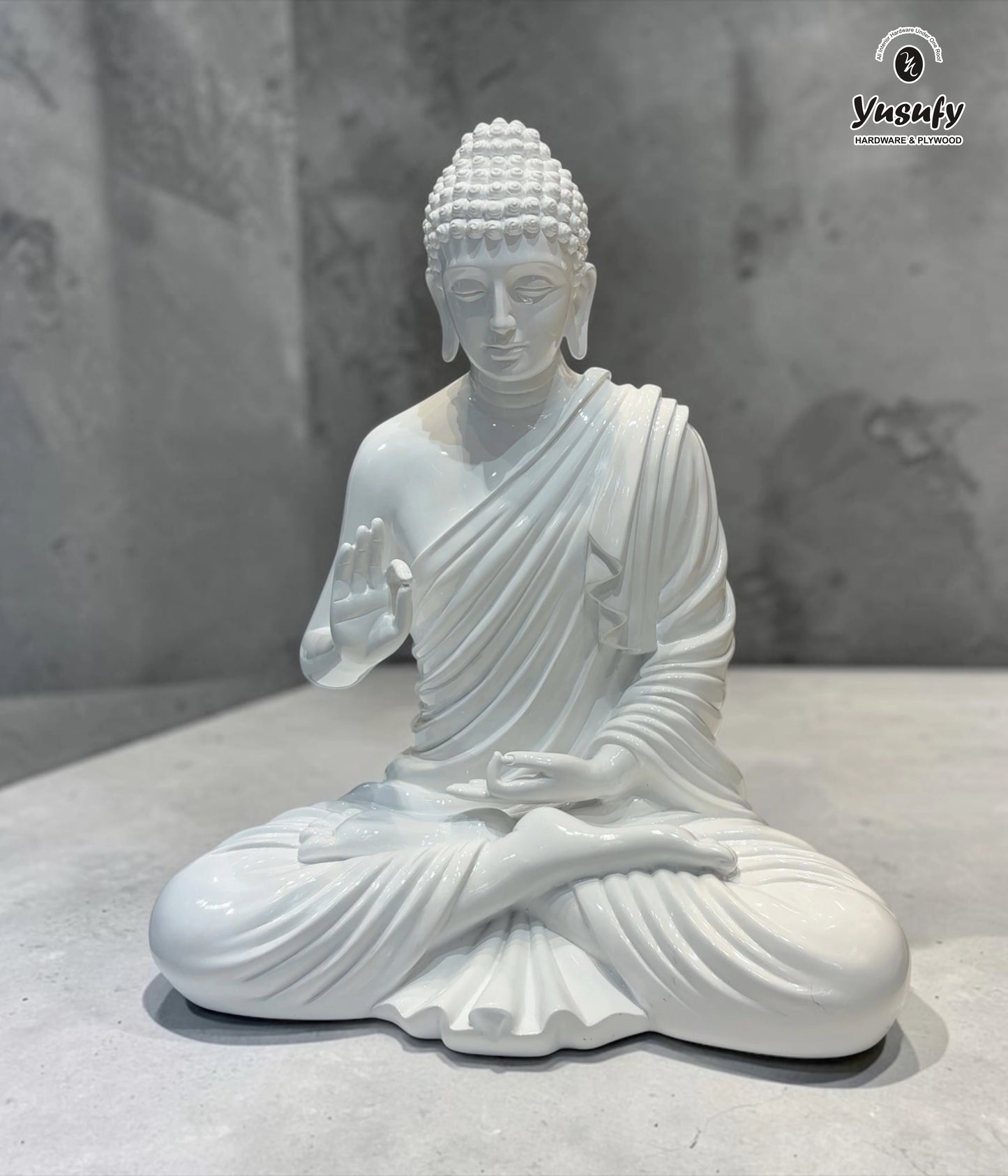 Divine Buddha Idol – Elegant White Home Décor Artefact