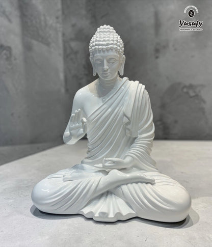 Divine Buddha Idol – Elegant White Home Décor Artefact