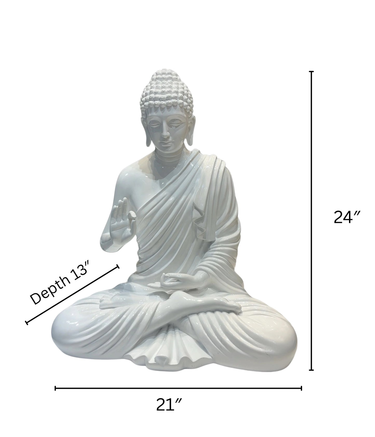 Divine Buddha Idol – Elegant White Home Décor Artefact