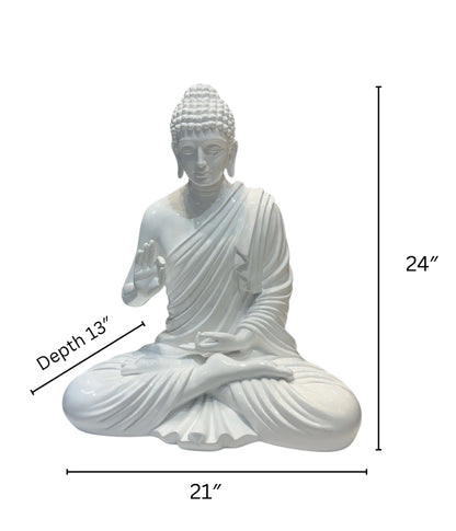 Divine Buddha Idol – Elegant White Home Décor Artefact