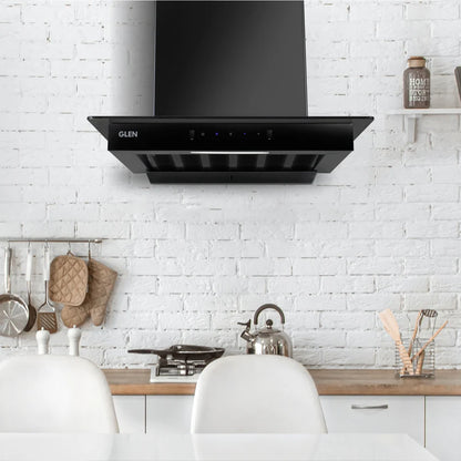 Auto Clean Slim Glass Filter less Kitchen Chimney with Motion Sensor 90cm, 1200 m3/h (6062 SLIM BL AC)