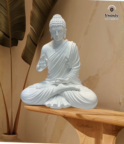 Divine Buddha Idol – Elegant White Home Décor Artefact