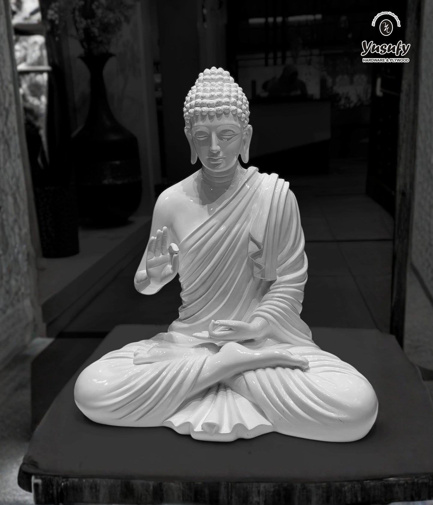 Divine Buddha Idol – Elegant White Home Décor Artefact