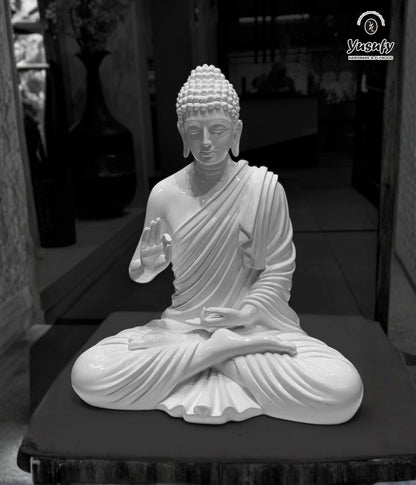 Divine Buddha Idol – Elegant White Home Décor Artefact