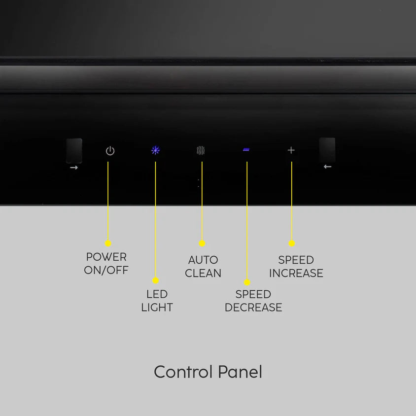 Auto Clean Slim Glass Filter less Kitchen Chimney with Motion Sensor 90cm, 1200 m3/h (6062 SLIM BL AC)