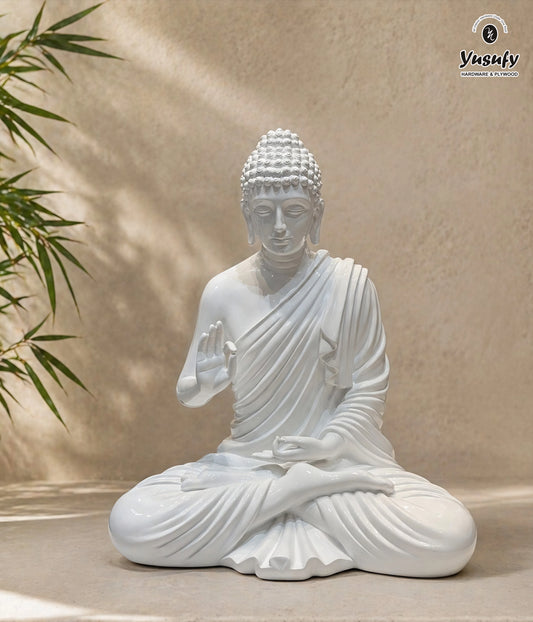 Divine Buddha Idol – Elegant White Home Décor Artefact