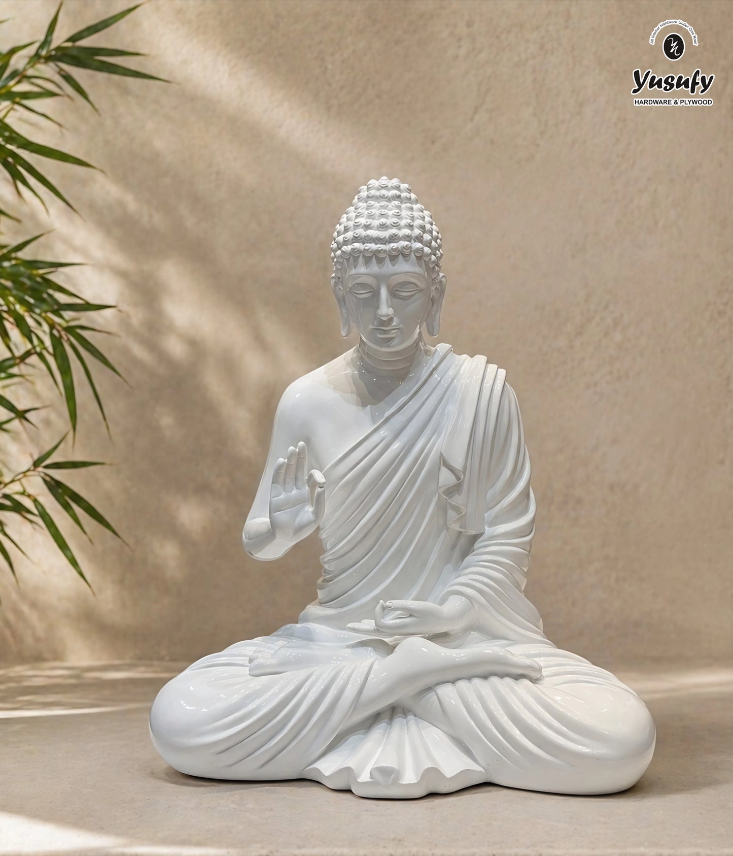 Divine Buddha Idol – Elegant White Home Décor Artefact