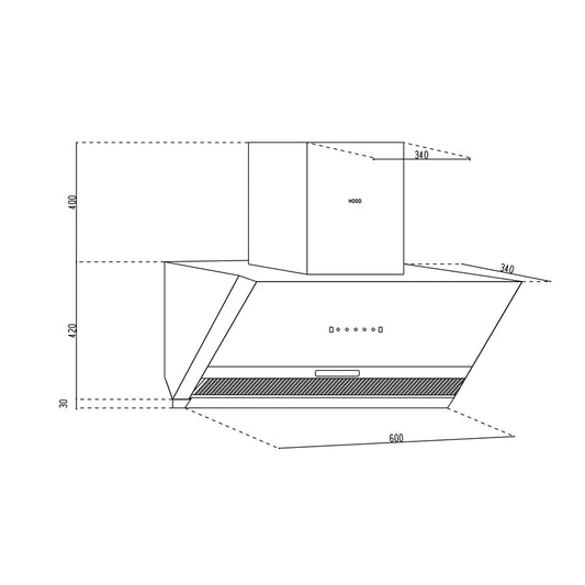 Auto Clean Glass Filterless Chimney with Motion Sensor 1200 m3/h 60/90cm (CH6064AC)