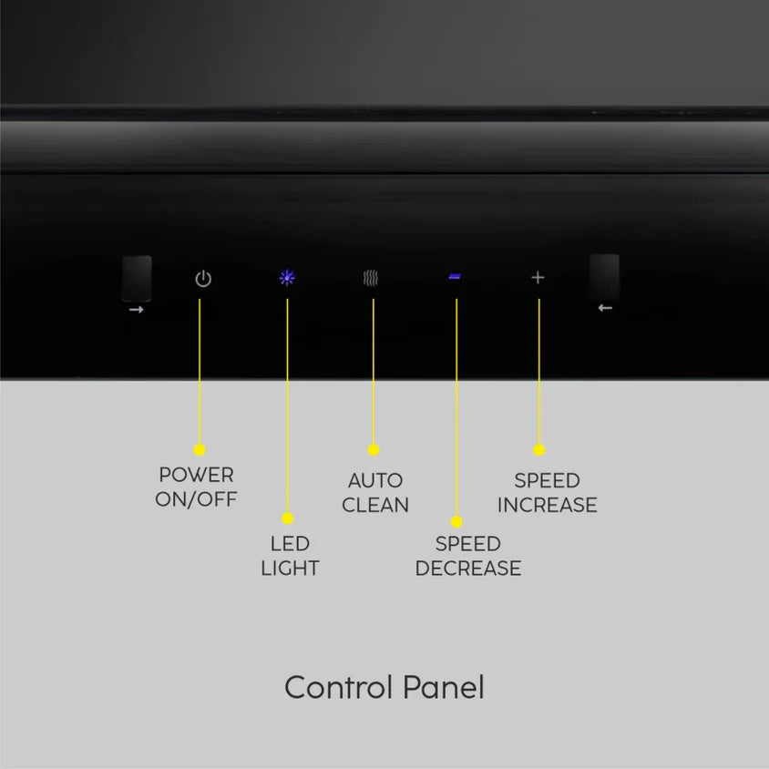Auto Clean Glass Filter less Kitchen Chimney with Motion Sensor 1200 m3/h (6062 BL Auto Clean 90cm)
