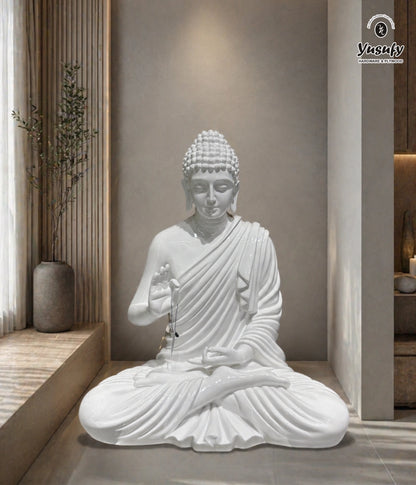 Divine Buddha Idol – Elegant White Home Décor Artefact