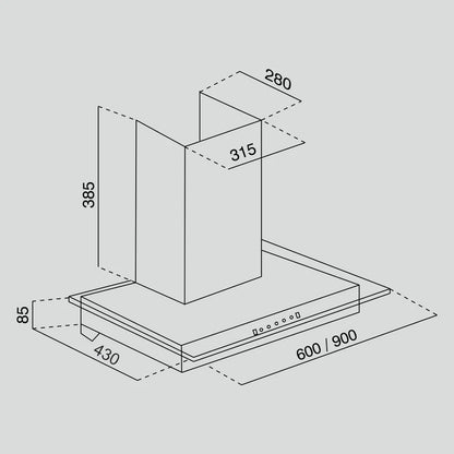 Auto Clean Slim Glass Filter less Kitchen Chimney with Motion Sensor 90cm, 1200 m3/h (6062 SLIM BL AC)