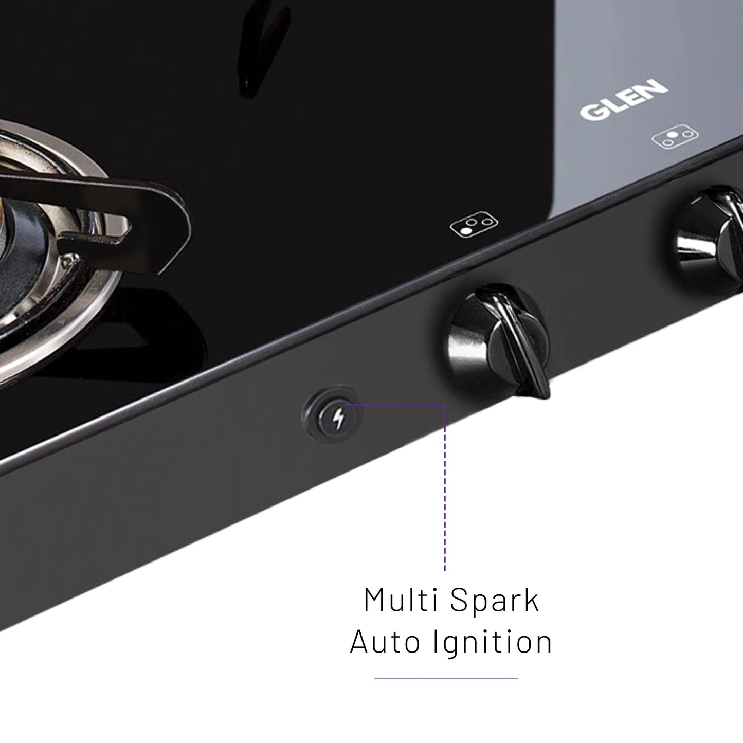 4 Burner Glass Gas Stove with High Flame Brass Burner - Manual/Auto Ignition (CT1048GT)