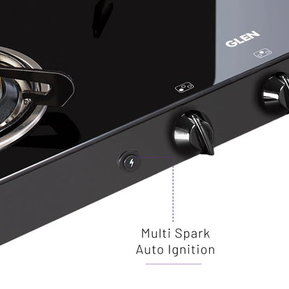 4 Burner Glass Gas Stove with High Flame Brass Burner - Manual/Auto Ignition (CT1048GT)