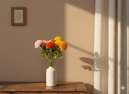 Mixed Color Pom Pom Flower Stems