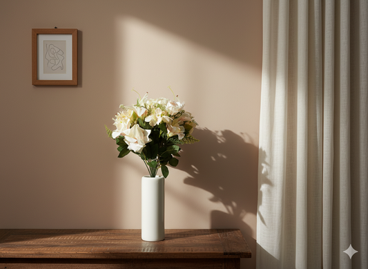 Artificial Lily and Rose Flower Bunch