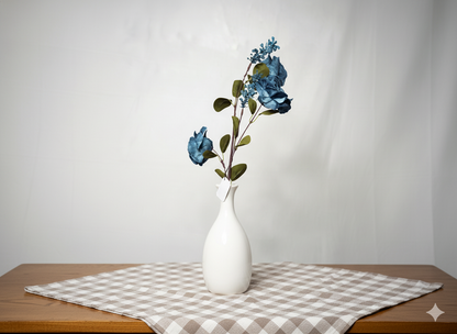Blue Rose with Buds Artificial Flower Stick