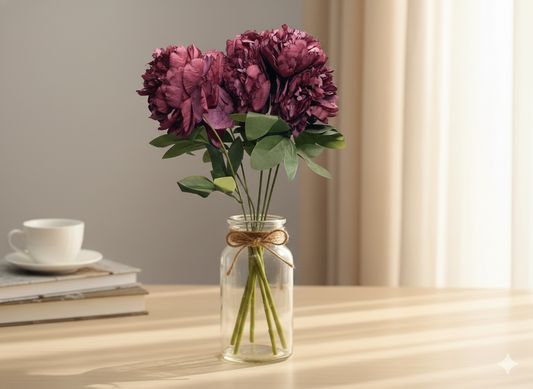 Purple Peony Artificial Flower Bunch