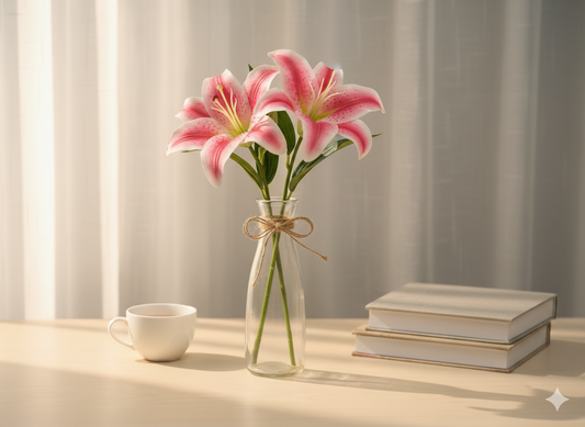 Elegant Pink Lily Stem