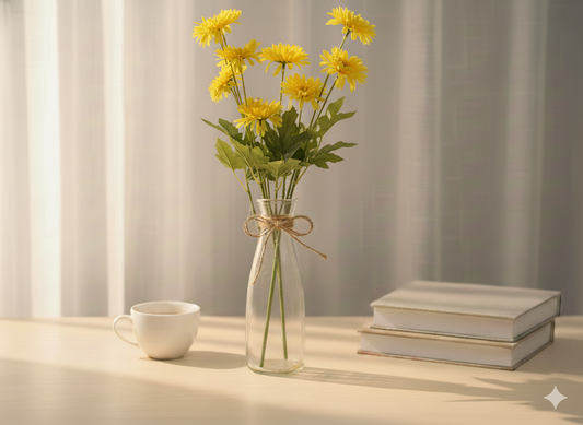 Bright Yellow Mum Flower Stick