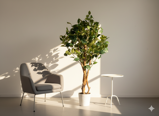 Faux Green Ficus Plant