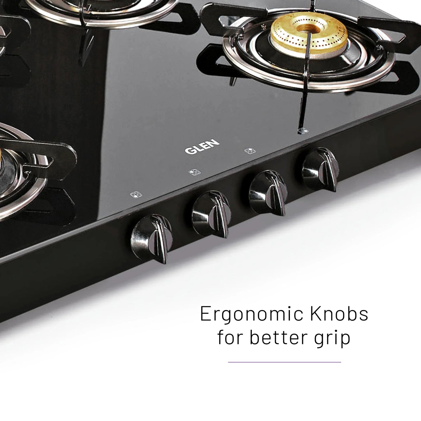 4 Burner Glass Gas Stove with High Flame Brass Burner - Manual/Auto Ignition (CT1048GT)