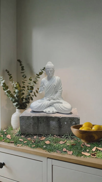 Divine Buddha Idol – Elegant White Home Décor Artefact